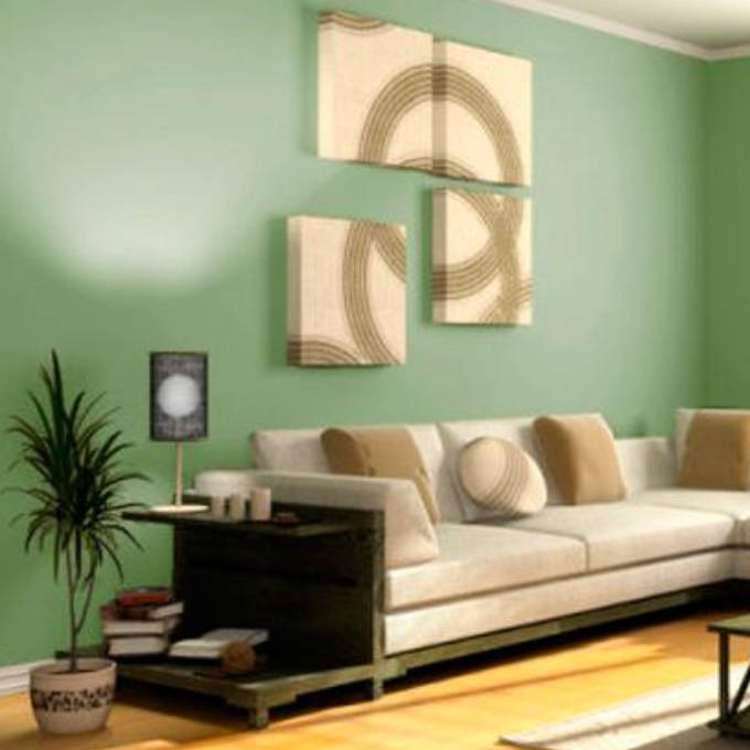 El color verde en interiores