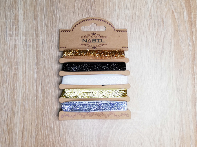 Set de cinta elástica con lurex x 5 colores