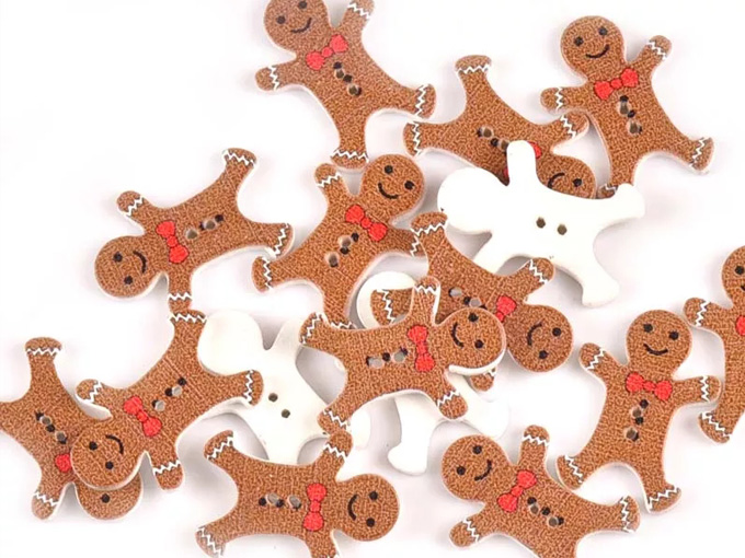 Botones de madera muñeco de jengibre