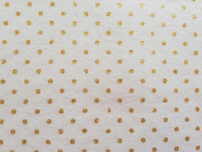 Tela polar (fleece) beige puntos dorados