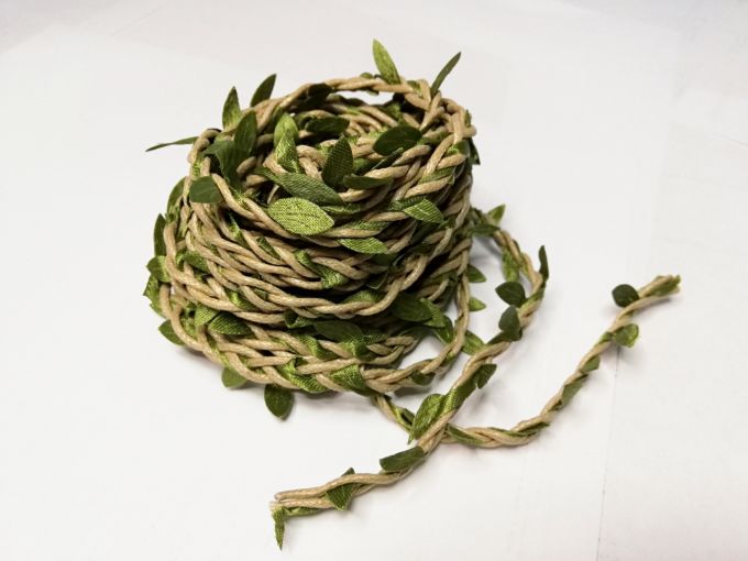 Cinta yute café con hojas