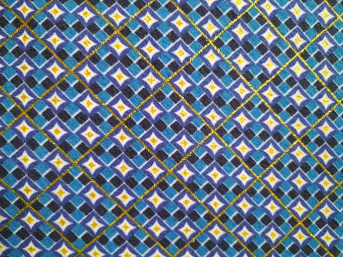 Tela polar (fleece) Navidad cuadros azules
