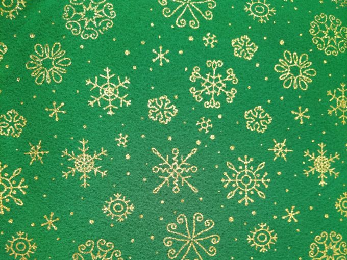 Tela polar (fleece) Navidad Verde cristales