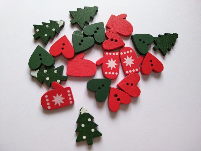 Botones de madera Navidad