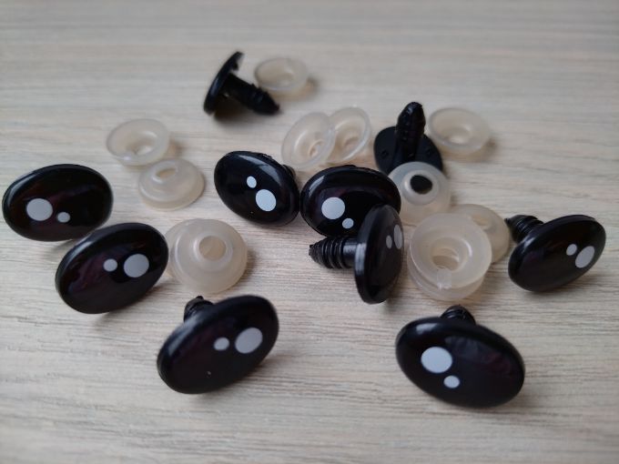 Ojos de seguridad ovalados de 16 mm para muñecos x 10 unidades