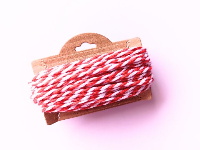 Cordón de algodón blanco - rojo