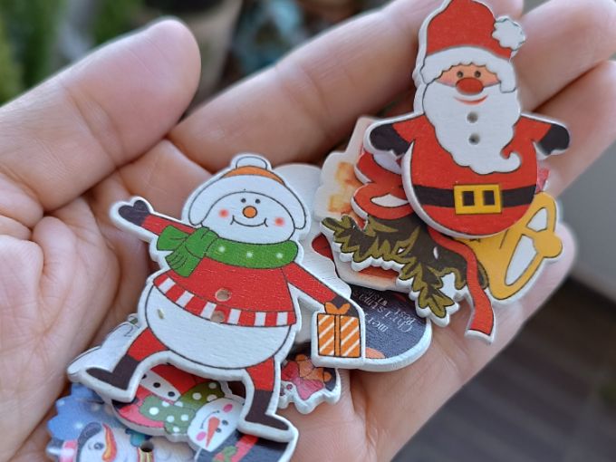 Botones de madera Navidad  surtidos 2