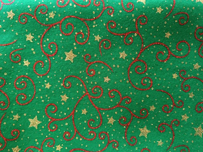 Fieltro verde estampado bicolor de 50 cm x 75 cm