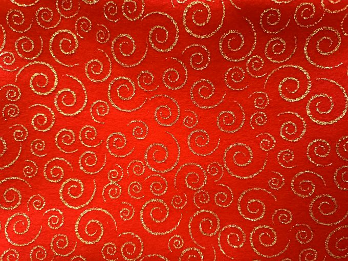 Fieltro rojo estampado unicolor de 50 cm x 75 cm